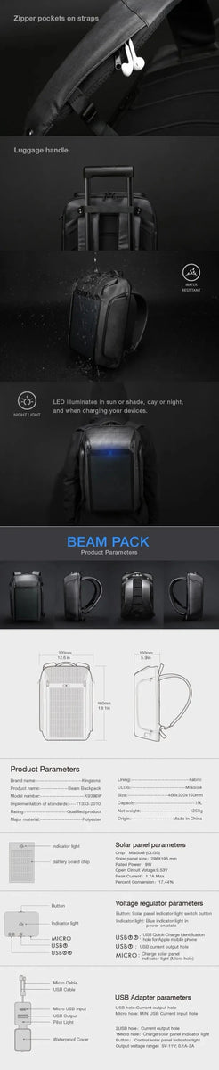 Solar Panel Backpack – Smart USB Anti-Theft Laptop Bag DealNede™