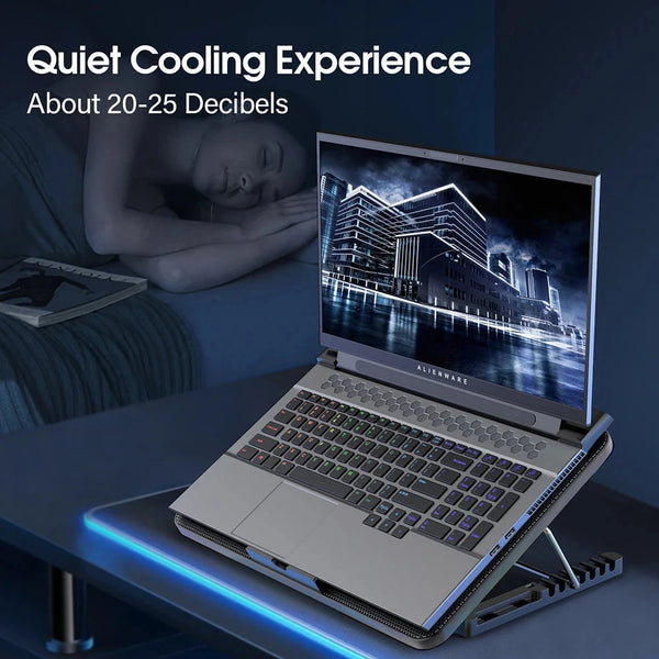 Coolcold 15.6-17.3inch Laptop Cooling Pad with 6 Quiet Fans,7 Height Wind Speed Adjustable,Laptop Cooer With Mobile Phone holder DealNede™