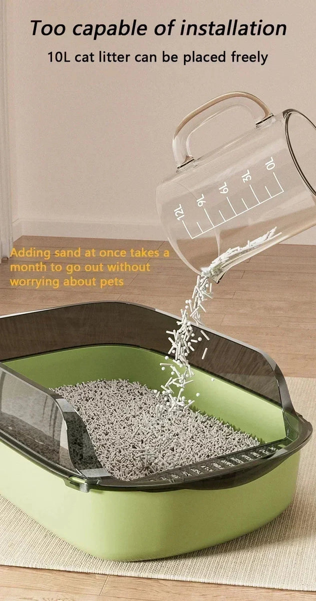 Easy Clean Cat Toilet Box with Scoop Semi Enclosed High Fence DealNede™