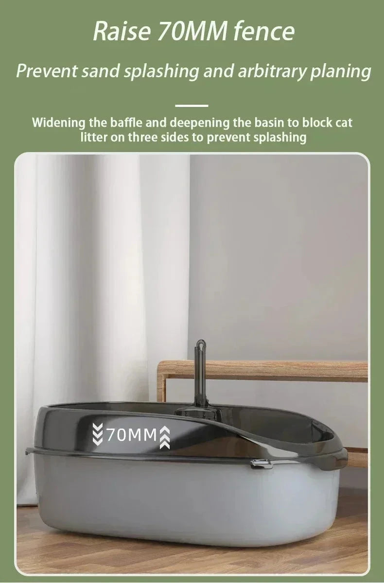 Easy Clean Cat Toilet Box with Scoop Semi Enclosed High Fence DealNede™