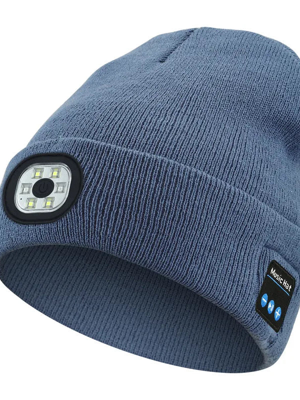 Can be equipped with Wireless Bluetooth music knitted hat new outdoorledlighting rechargeable detachable luminous sleeve cap DealNede™