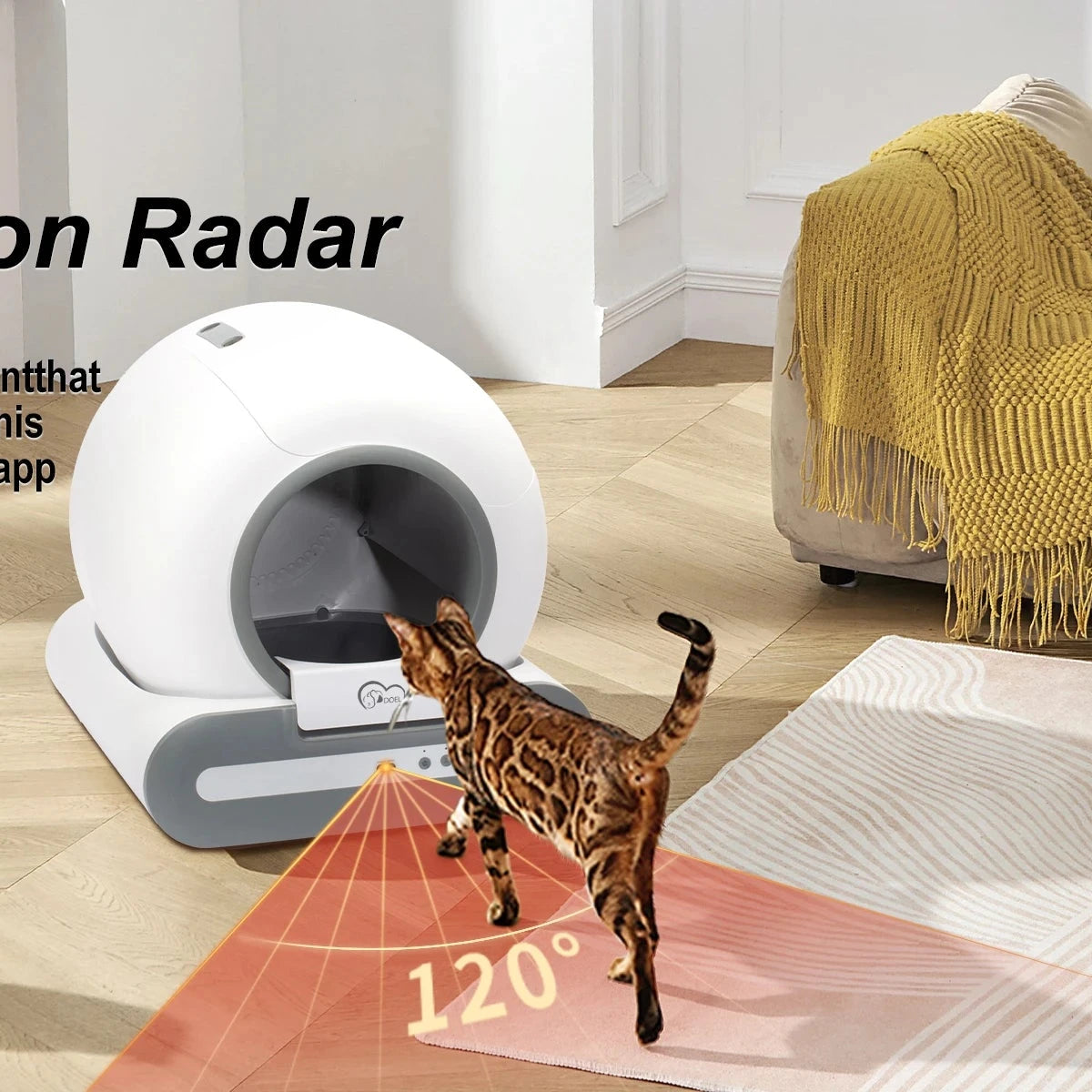 DOEL 65L Self-Cleaning Cat Litter Box App Control, ONLY Supports 2.4G WiFi w/Litter Mat&Trash Bags, Fit for Tofu & Mixed Litter DealNede™