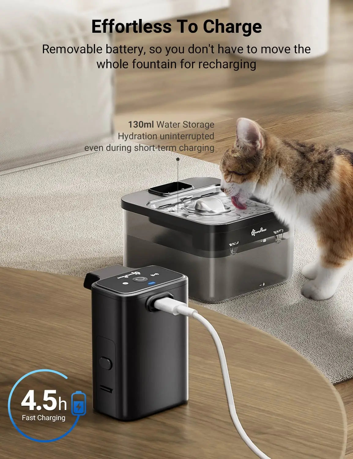 DownyPaws 2.5L Stainless Steel Cat Water Fountain – Wireless Automatic Pet Drinking Dispenser with 4000mAh Battery & Motion Sensor DealNede