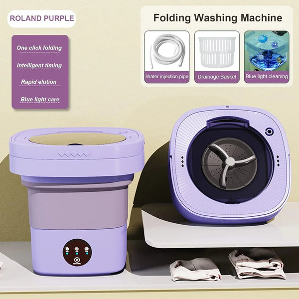 Mini Foldable Washer Portable Washing Machine Spin Dryer Washer For Camping Travel Home Underwear Sock 8L Laundry Cloth Tool DealNede™