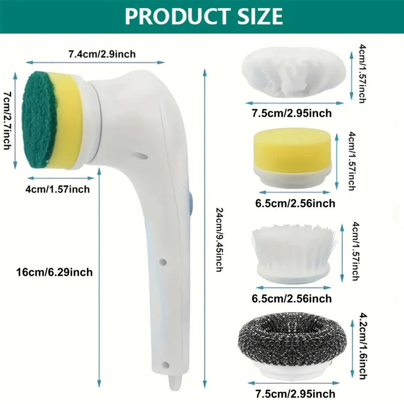 Electric Power Scrubber Kit - Rechargeable Cleaning Brush with Steel Wool Pads for Kitchen, Bath, Grill, Long Handle & Wa DealNede™