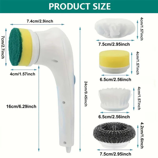 Electric Power Scrubber Kit - Rechargeable Cleaning Brush with Steel Wool Pads for Kitchen, Bath, Grill, Long Handle & Wa DealNede™