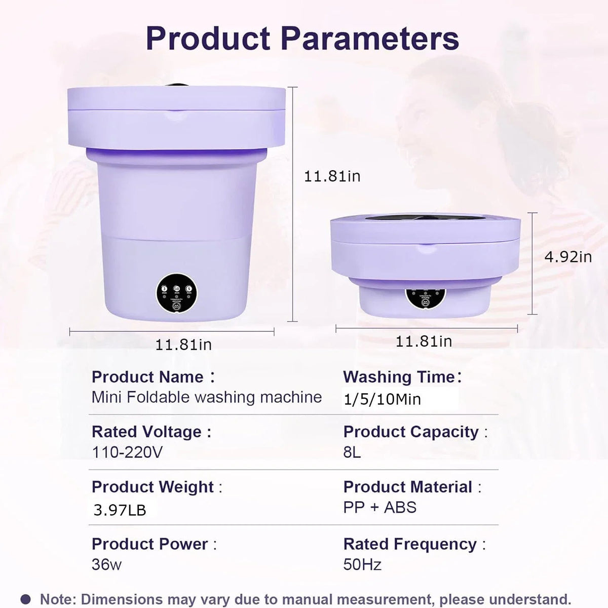 Mini Foldable Washer Portable Washing Machine Spin Dryer Washer For Camping Travel Home Underwear Sock 8L Laundry Cloth Tool DealNede™