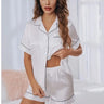 Silk Satin Pajamas Set Women Button-Down Short Sleeve Two-Piece DealNede™