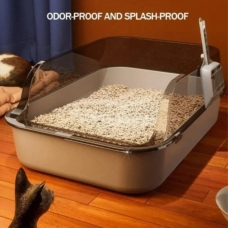 Easy Clean Cat Toilet Box with Scoop Semi Enclosed High Fence DealNede™