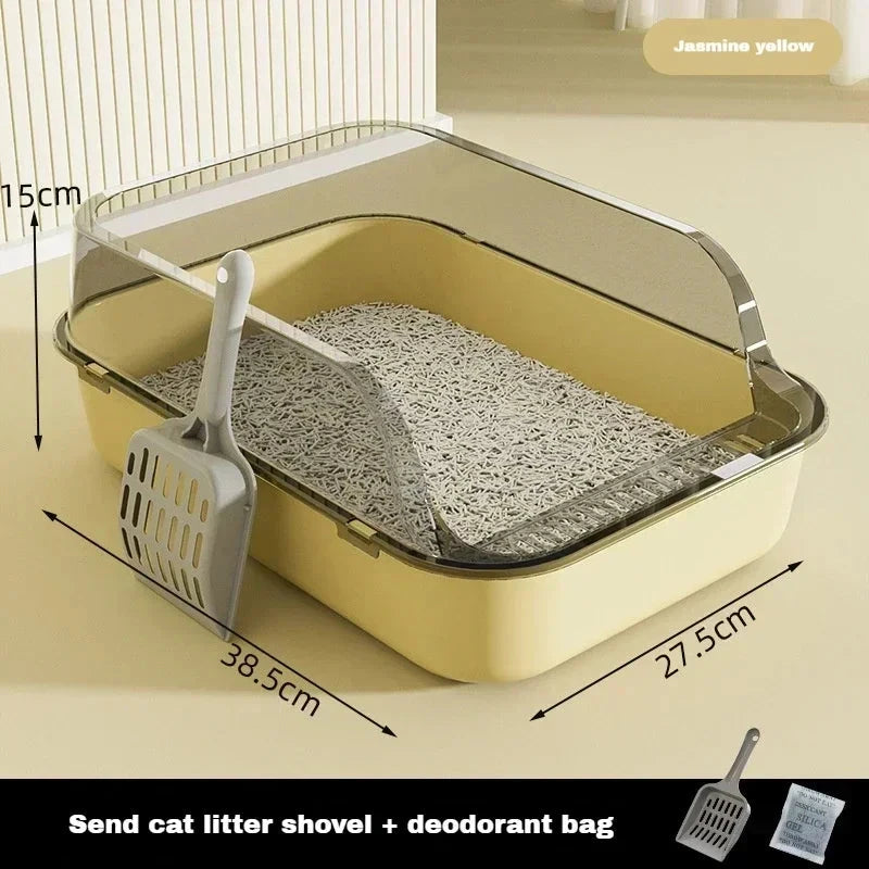 Easy Clean Cat Toilet Box Semi Enclosed High Fence Litter Tray DealNede™
