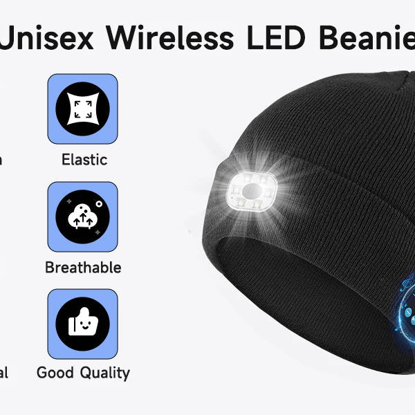 Night Run Marathon Night Fishing Bluetooth LED Light Warm Cap USB Rechargeable Music Knitted Cap 3 Gear Light Adjustment Cap DealNede™