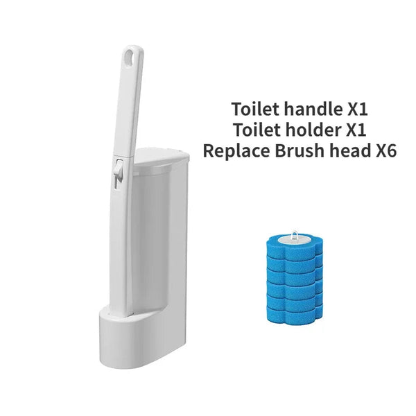 1SET White Disposable Toilet Brush Cleaner With Long Handle With Replaceable Brush Head Cleaning Brush Bathroom Accessories DealNede™
