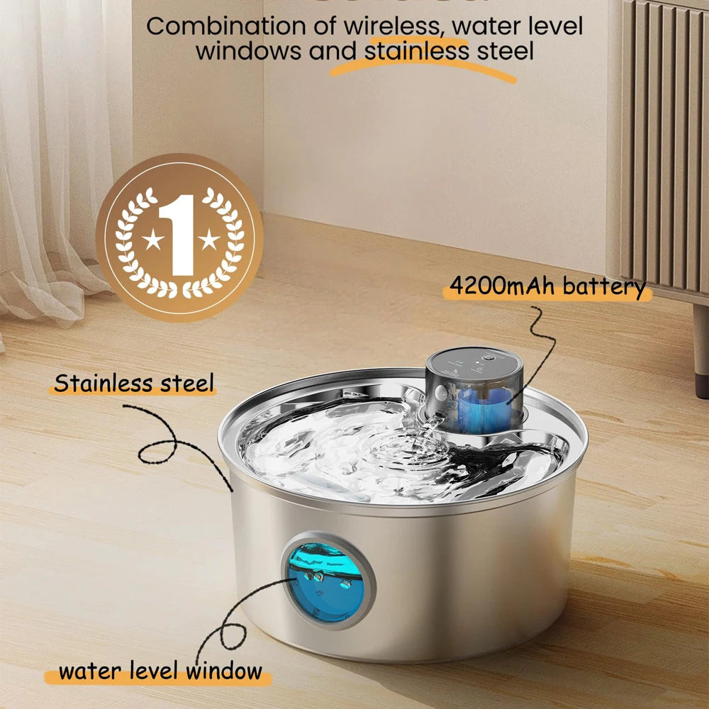 3.2L Stainless Steel Cat Water Fountain – Automatic Pet Drinking Bowl with USB Rechargeable Pump & Smart Sensor DealNede