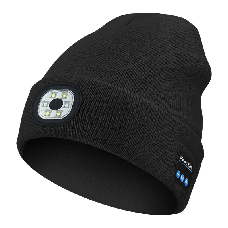 Night Run Marathon Night Fishing Bluetooth LED Light Warm Cap USB Rechargeable Music Knitted Cap 3 Gear Light Adjustment Cap DealNede™