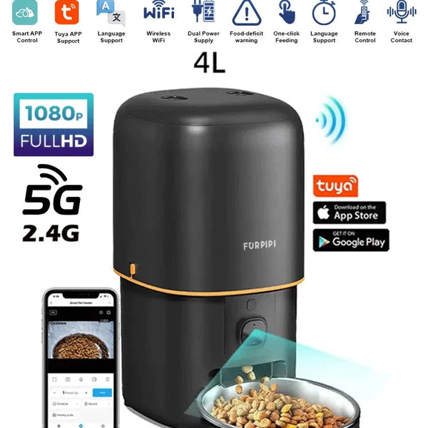Smart Automatic Cat Feeder 1080P Camera WiFi App Control DealNede
