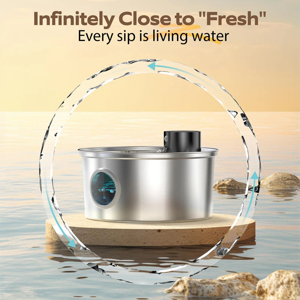 3.2L Stainless Steel Cat Water Fountain – Automatic Pet Drinking Bowl with USB Rechargeable Pump & Smart Sensor DealNede