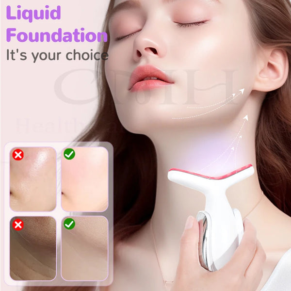 Neck Beauty Device 7 in 1 LED Therapy Microcurrent Anti Wrinkle Face Massager Deep Cleansing Hot Compress for Skin Rejuvenation
