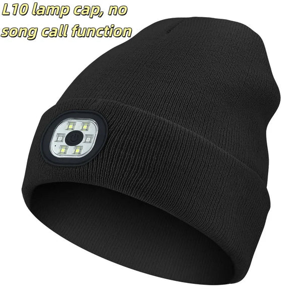 Night Run Marathon Night Fishing Bluetooth LED Light Warm Cap USB Rechargeable Music Knitted Cap 3 Gear Light Adjustment Cap DealNede™