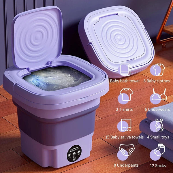 Mini Foldable Washer Portable Washing Machine Spin Dryer Washer For Camping Travel Home Underwear Sock 8L Laundry Cloth Tool DealNede™