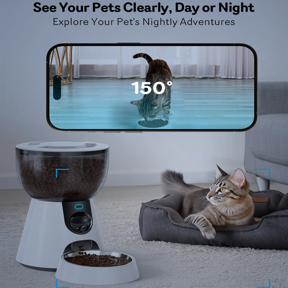4L Smart Pet Feeder with HD Camera & WiFi – Automatic Cat & Dog Food Dispenser with App Control DealNede