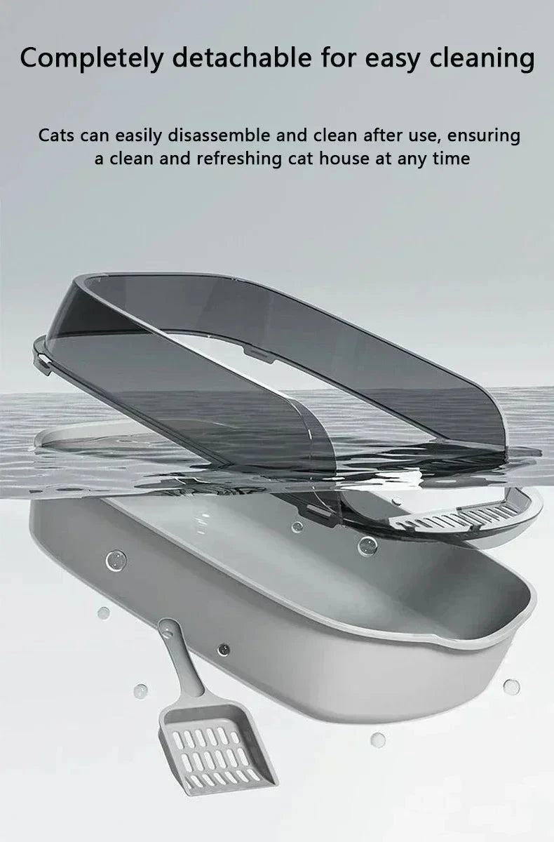 Easy Clean Cat Toilet Box with Scoop Semi Enclosed High Fence DealNede™