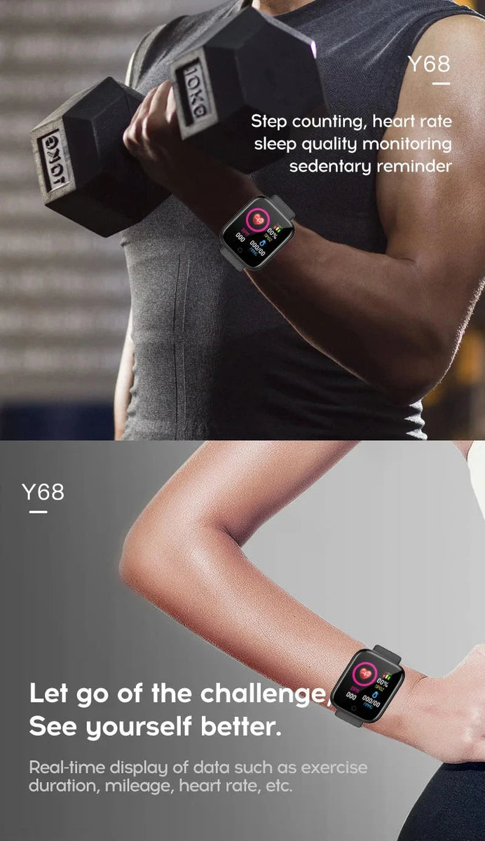 Y68 Smart Watch Heart Rate Oxygen Blood Pressure Monitor DealNede™