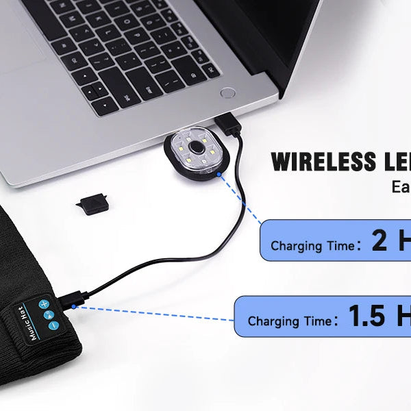 Night Run Marathon Night Fishing Bluetooth LED Light Warm Cap USB Rechargeable Music Knitted Cap 3 Gear Light Adjustment Cap DealNede™