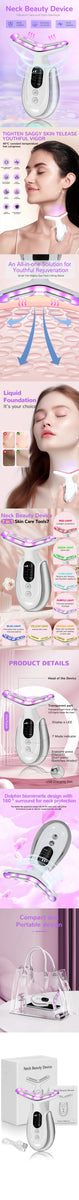 Neck Beauty Device 7 in 1 LED Therapy Microcurrent Anti Wrinkle Face Massager Deep Cleansing Hot Compress for Skin Rejuvenation