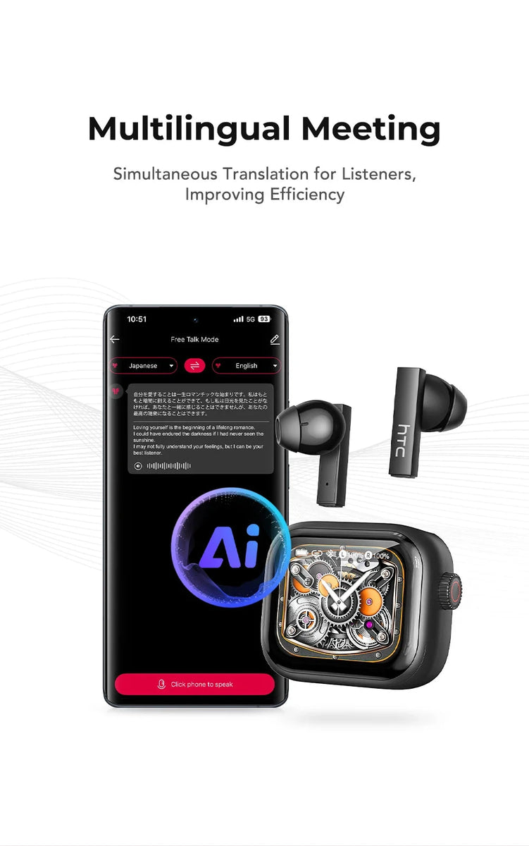 HTC NE40 Earphones – Bluetooth V6 TWS AI Translator Headphones DealNede™
