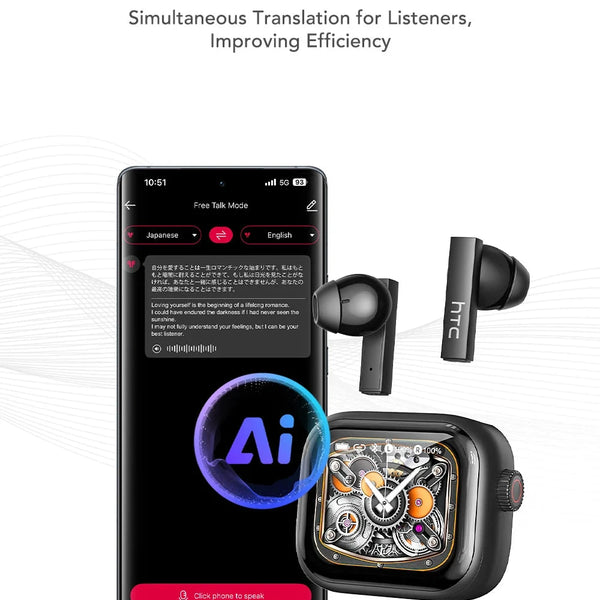 HTC NE40 Earphones – Bluetooth V6 TWS AI Translator Headphones DealNede™