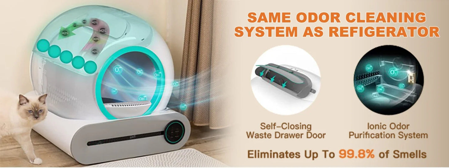 Automatic Self-Cleaning Cat Litter Box – 65L Large Smart Litter Box with Odor Control DealNede