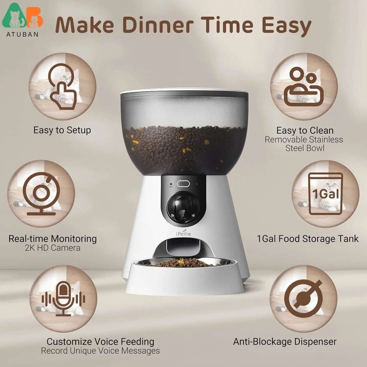 Smart Pet Feeder 4L HD Camera WiFi Automatic Cat and Dog Food Dispense DealNede