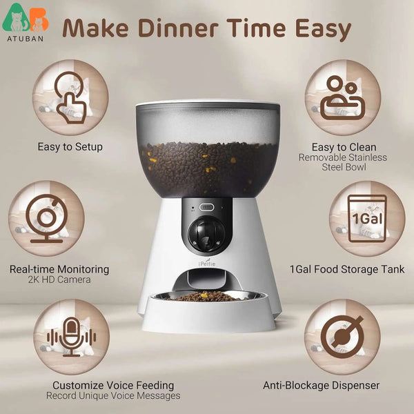 Smart Pet Feeder 4L HD Camera WiFi Automatic Cat and Dog Food Dispense DealNede